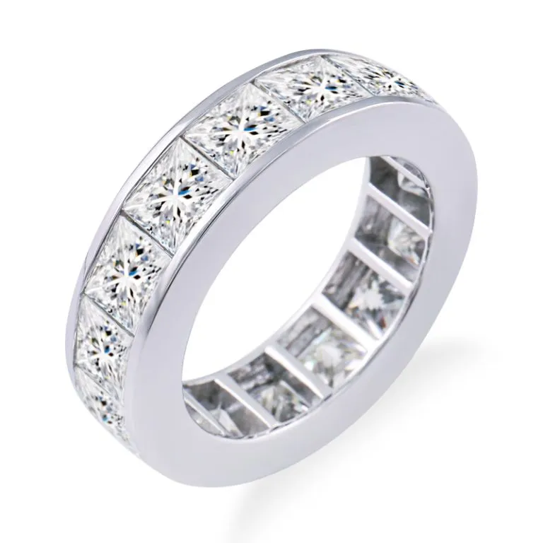 Bezel Set Princess Cut Moissanite Men's Wedding Band