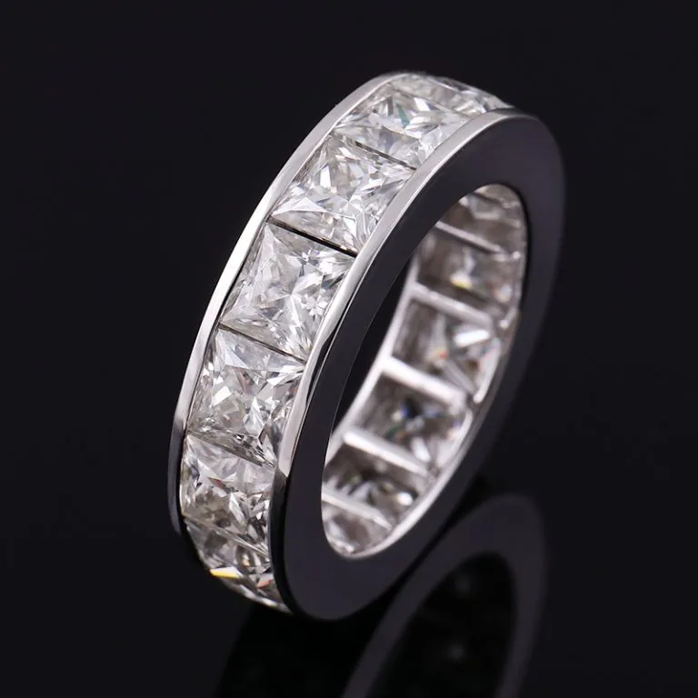 Bezel Set Princess Cut Moissanite Men's Wedding Band