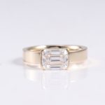 Men's Emerald Cut Solitaire Bezel Set Moissanite Ring