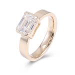 Men's Emerald Cut Solitaire Bezel Set Moissanite Ring