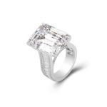 Emerald Cut Cathedrals Set Men's Ring with Multi-Stone Band