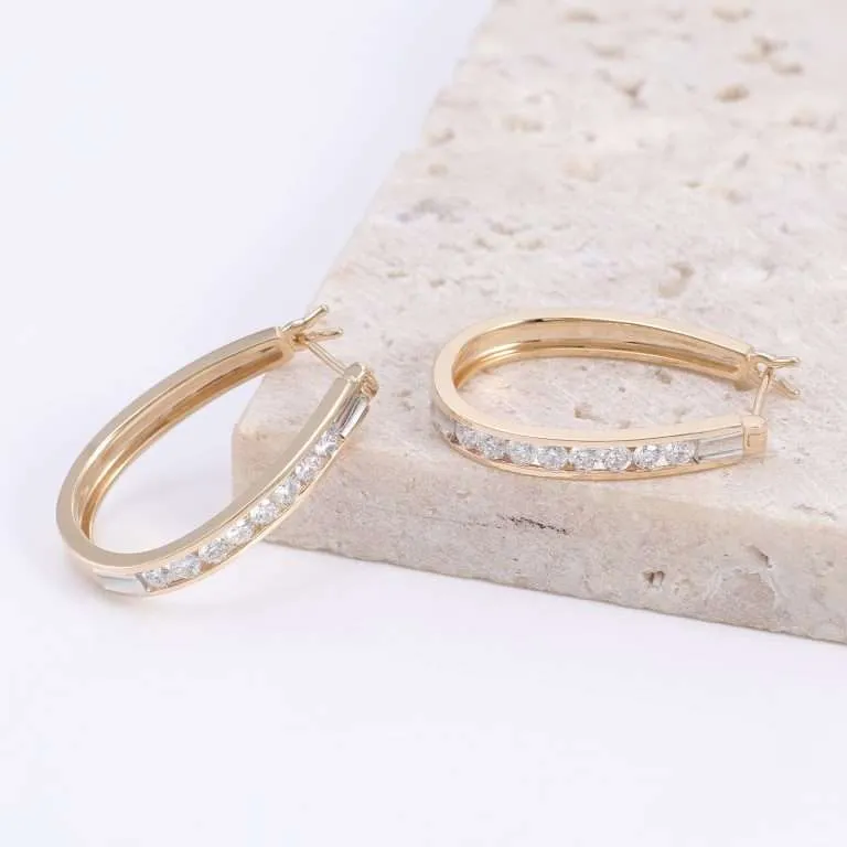 Round Cut Moissanite Hoop Earrings