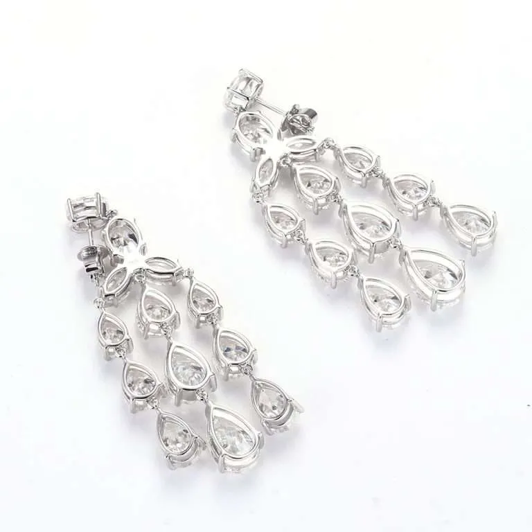 pear and marqiuse moissanite drop earrings