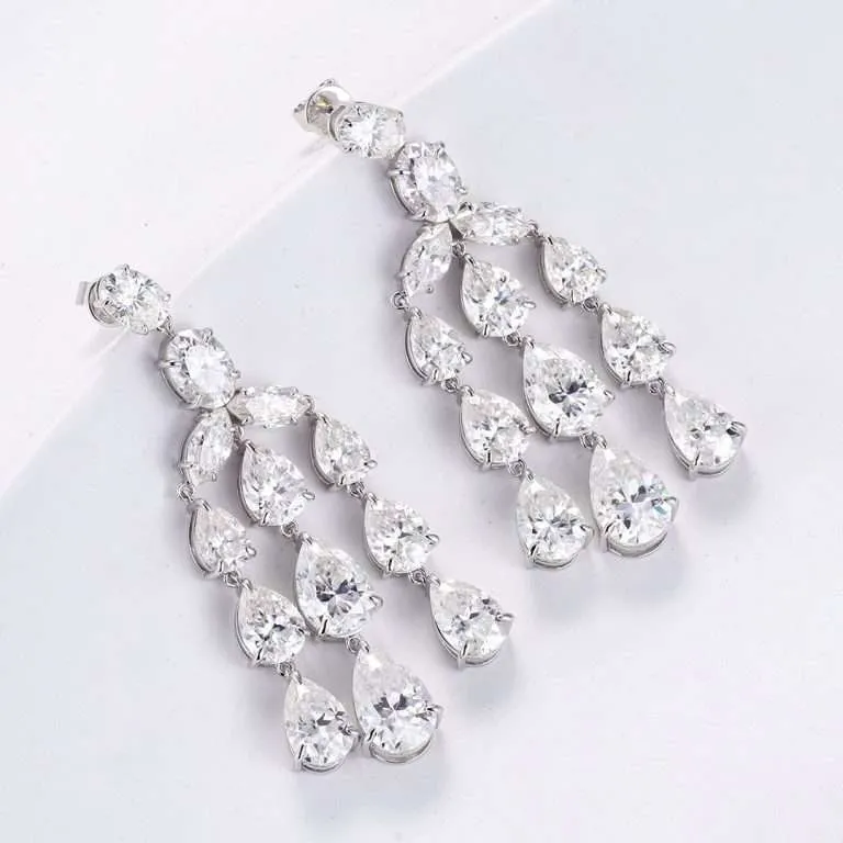 pear and marqiuse moissanite drop earrings