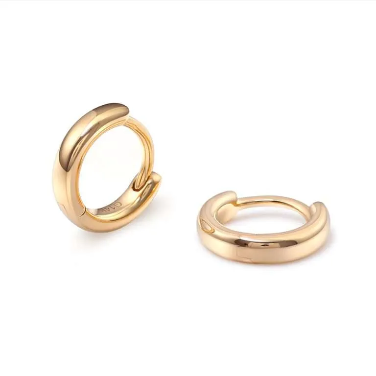 Gold Round Huggie Hoop Earrings