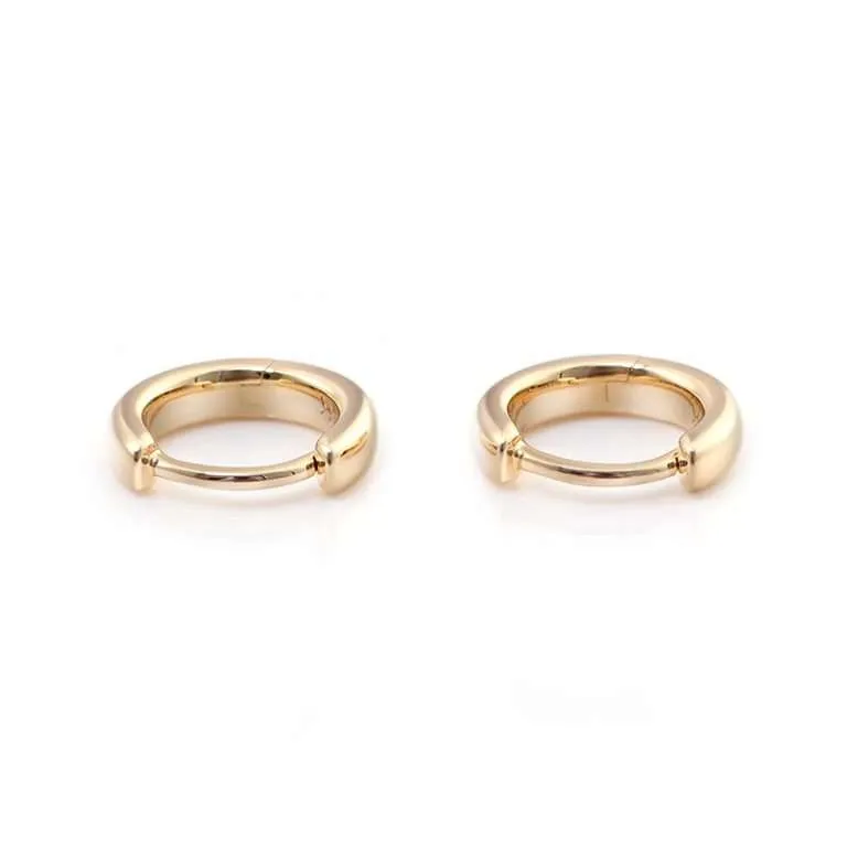 Gold Round Huggie Hoop Earrings