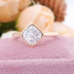 7MM Cushion moissanite bezel set solitaire ring
