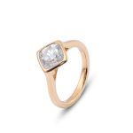 7MM Cushion moissanite bezel set solitaire ring