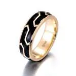 Black Enameled K Gold Ring