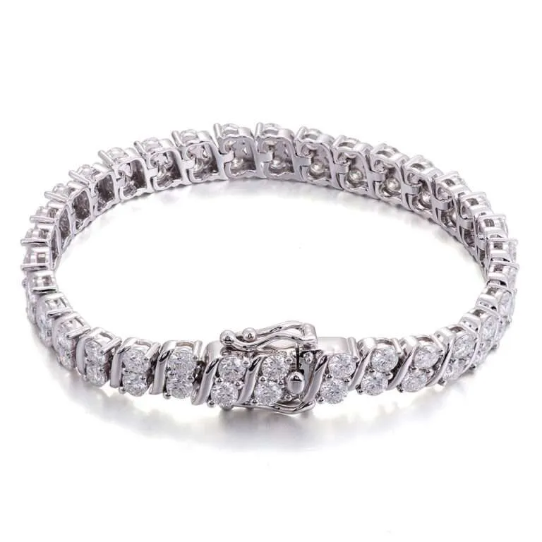 3mm Round Moissanite Double Row Cuban Bracelet