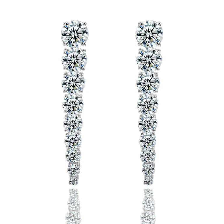 Graduated Round Moissanite Linear Earrings
