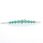 Hexagonal White Gold Bracelet with Lab Emeralds and Moissanites
