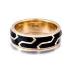 Black Enameled K Gold Ring
