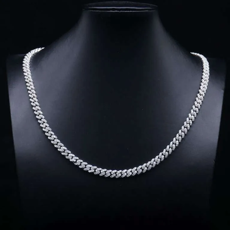8MM Wide Moissanite Silver Cuban Chain