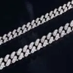 6MM Wide Moissanite Silver Cuban Chain