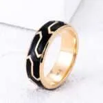 Black Enameled K Gold Ring