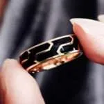 Black Enameled K Gold Ring