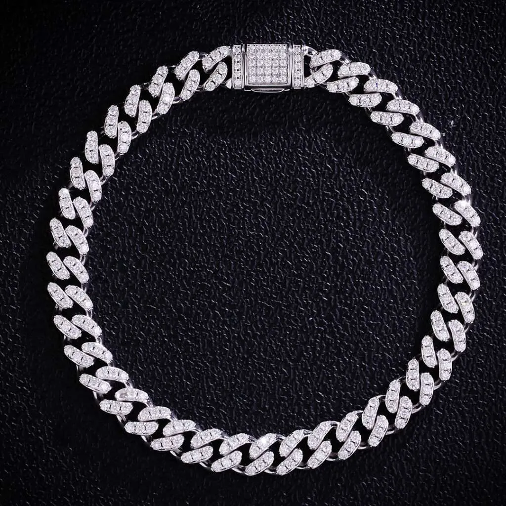 6MM Wide Moissanite Silver Cuban Chain