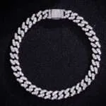 6MM Wide Moissanite Silver Cuban Chain