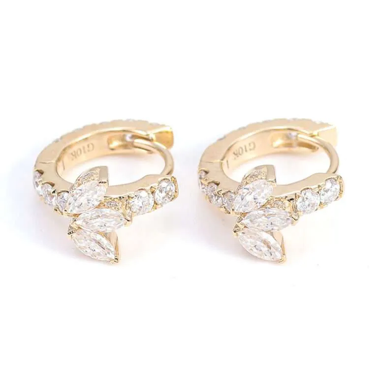 Leaf-Shaped Marquise Moissanite Hoop Earrings