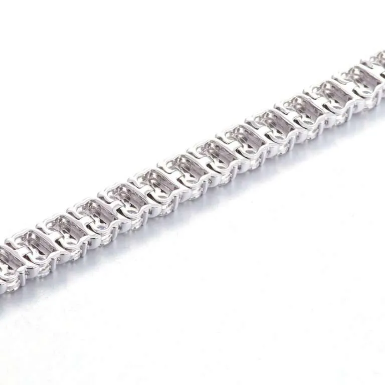 3mm Round Moissanite Double Row Cuban Bracelet