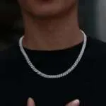 6MM Wide Moissanite Silver Cuban Chain