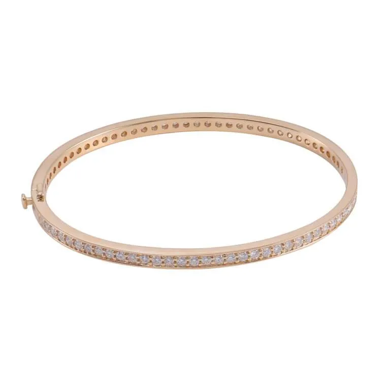 Elegant Channel-Set Moissanite Gold Bangle Bracelet