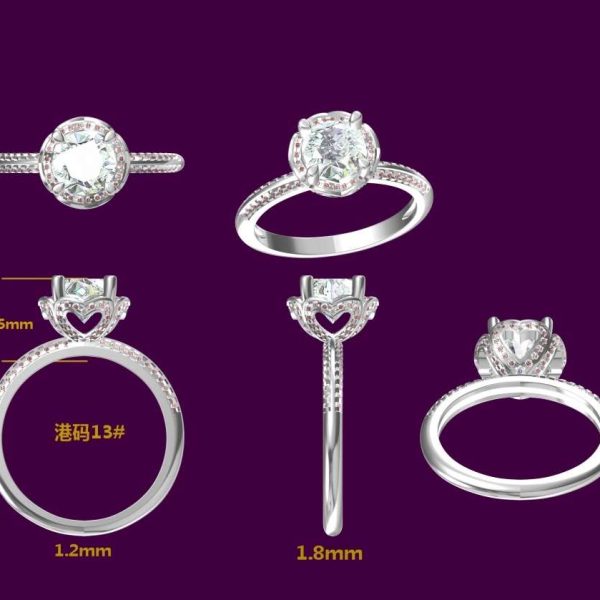 Elegant 1.1CT Heart-Inspired Halo Diamond Engagement Ring