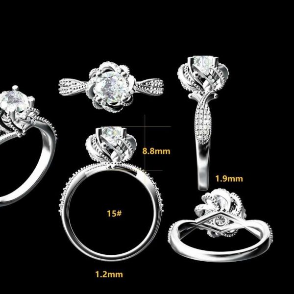 0.51CT Ornate Twisted Band Diamond Engagement Ring