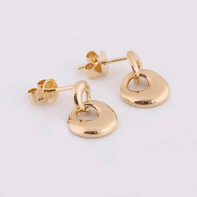 Modern Double Circle Gold Drop Earrings