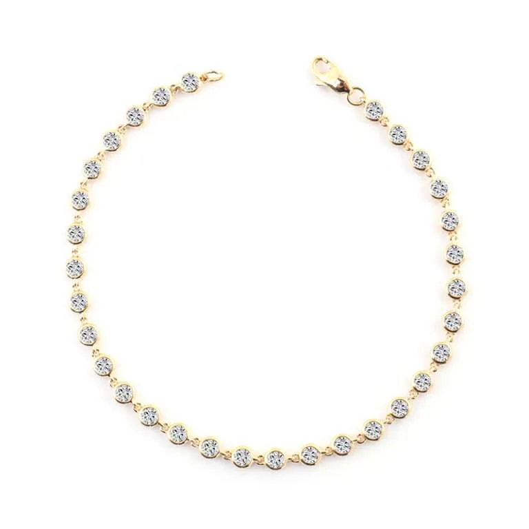 Elegant Bezel-Set Moissanite Gold Tennis Bracelet