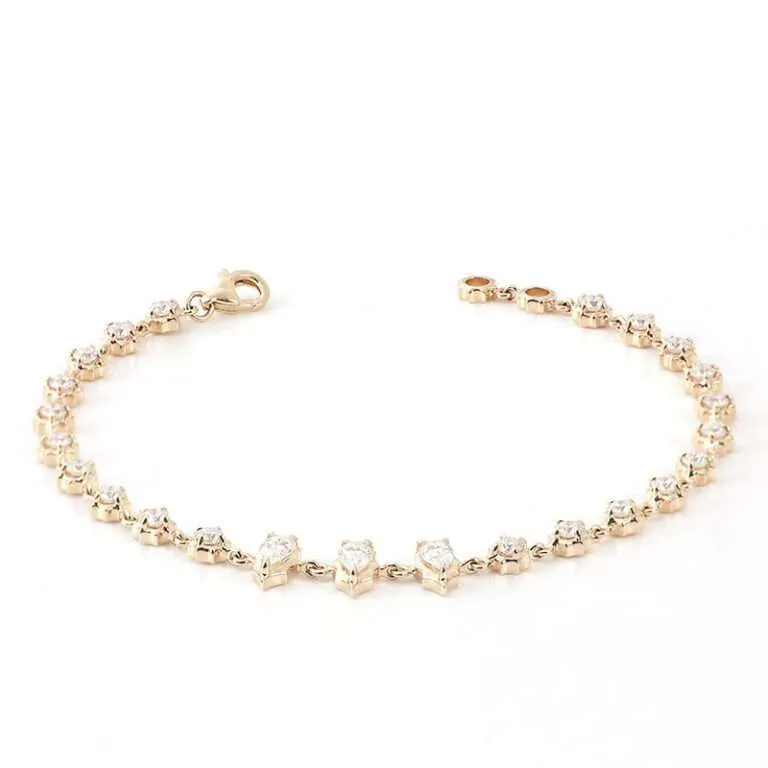 Pear Moissanite and Round Cut Bracelet