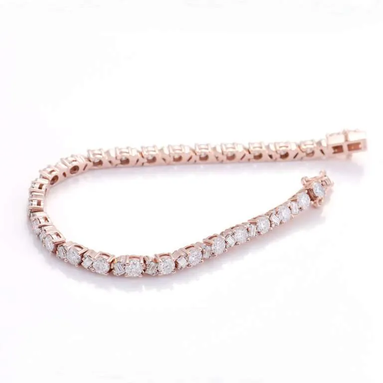 165mm Exquisite Moissanite Tennis Bracelet with Sparkling Round and Rectangular Stones