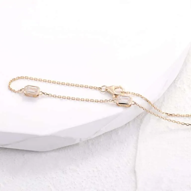 Elegant Gold Emerald Cut Bracelet