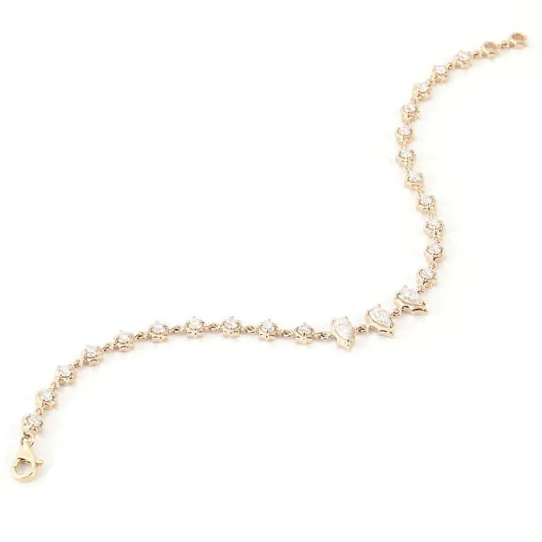 Pear Moissanite and Round Cut Bracelet