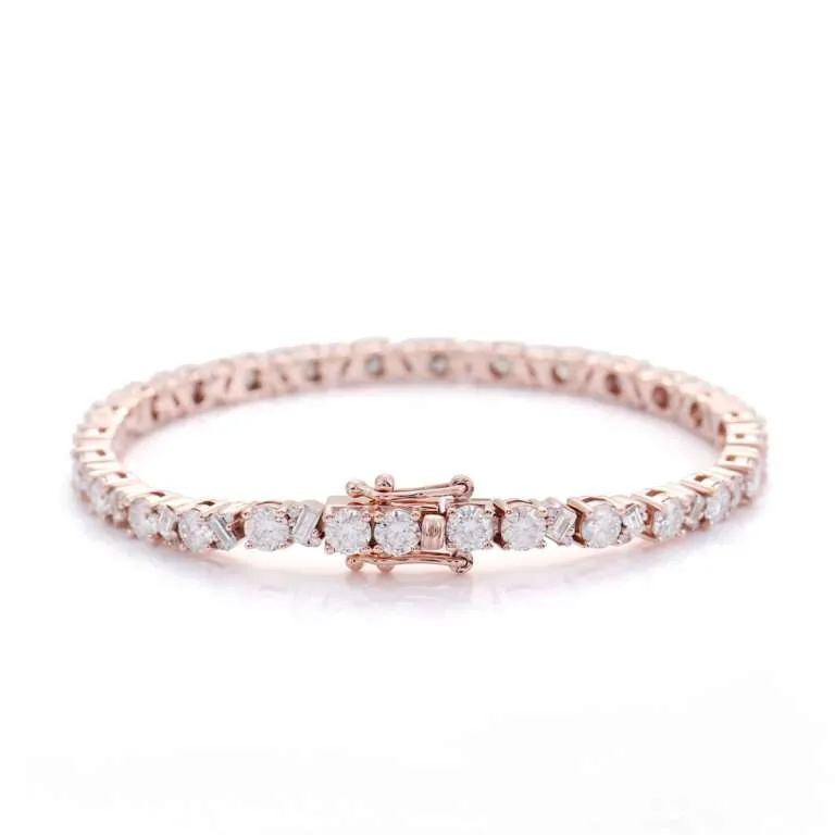 165mm Exquisite Moissanite Tennis Bracelet with Sparkling Round and Rectangular Stones