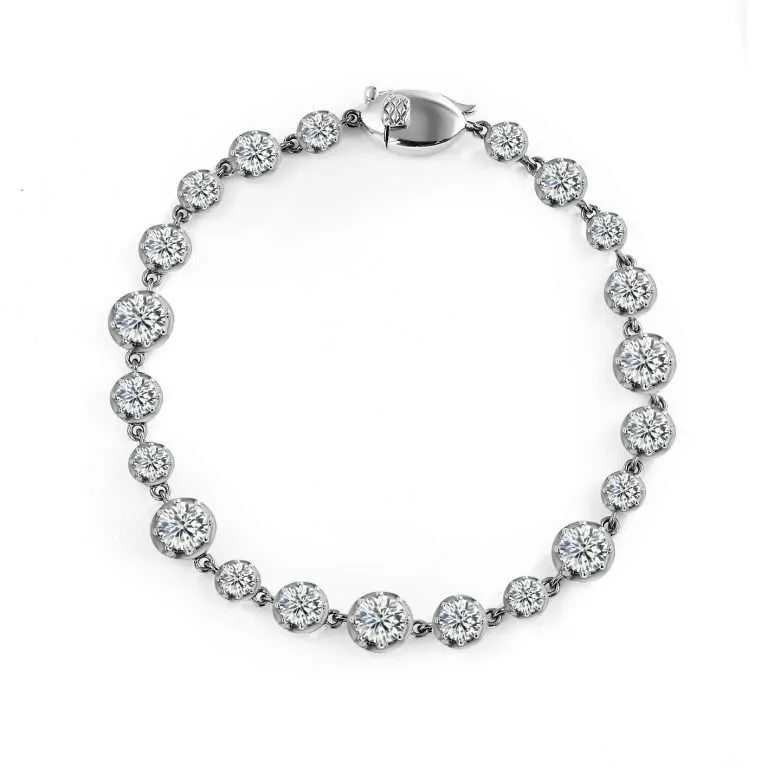 Graduated Round Cut Moissanite Design Tennis Bracelet
