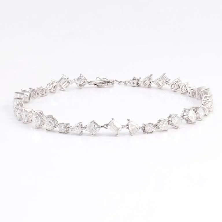 Exquisite Multiple stone cuts White Gold Moissanite Bracelet