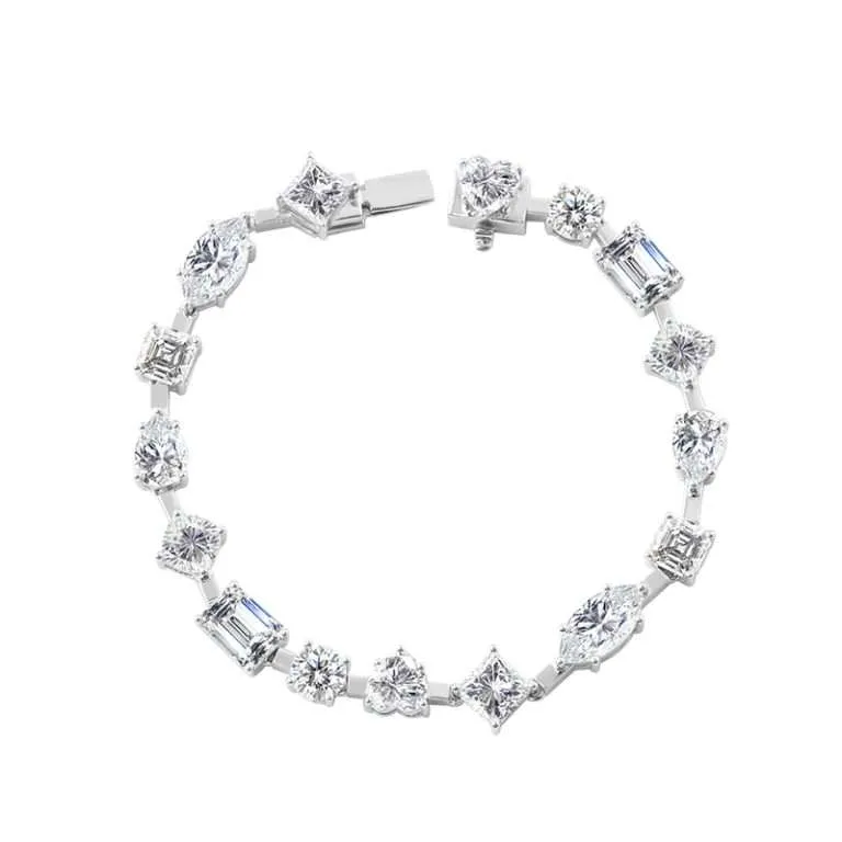Exquisite White Gold Moissanite Bracelet