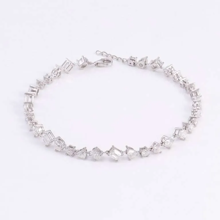 Exquisite Multiple stone cuts White Gold Moissanite Bracelet