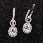 Gorgeous White Gold Oval Cut Moissanite Drop Earrings