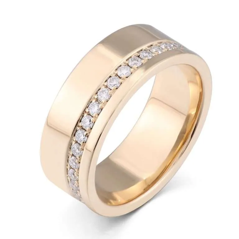 Gorgeous VVS 0.54CTW Moissanite Yellow Gold Band Ring