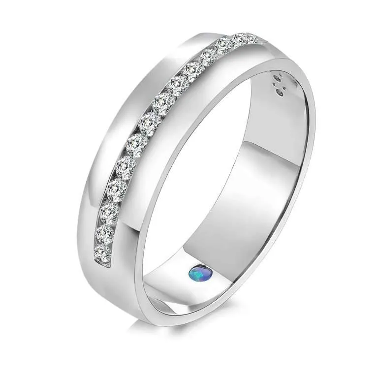 Stunning VVS 0.5CTW Round Cut Moissanite White Gold Band Ring