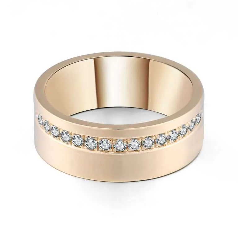 Gorgeous VVS 0.54CTW Moissanite Yellow Gold Band Ring