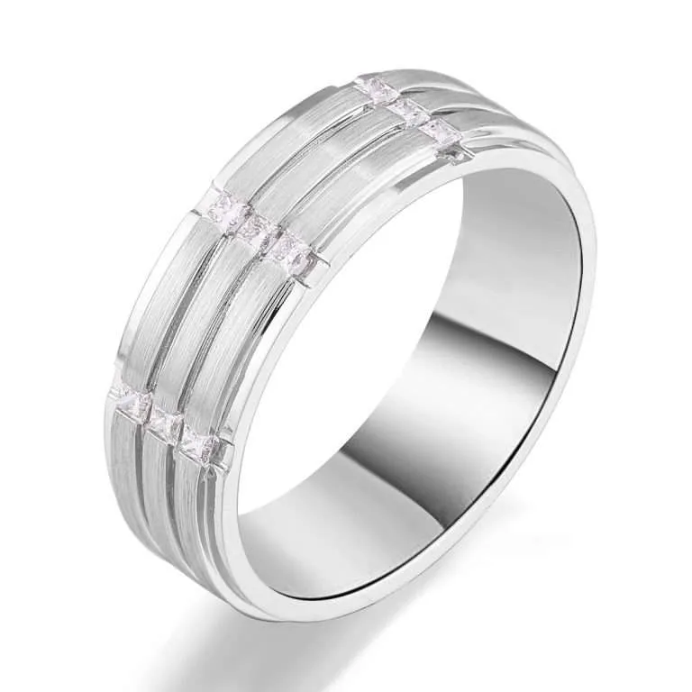 Charming VVS 0.27CTW Moissanite White Gold Band Ring