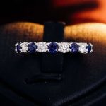 White Gold Round Cut Blue and Clear 2.1CTW Moissanite Eternity Ring