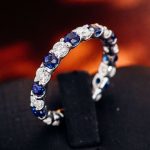 White Gold Round Cut Blue and Clear 2.1CTW Moissanite Eternity Ring