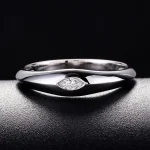 Stylish Marquise Cut Bezel Set White Gold Ring