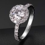 White Gold 1.03CT Round Cut Lab Diamond Halo Engagement Ring