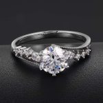 1.09CT Round Cut Lab Diamond Interlaced Shoulders White Gold Ring